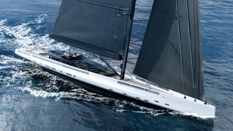 62m performance sloop sailing yacht concept designed for luxury cruising and bluewater performance with expansive decks and modern sleek lines